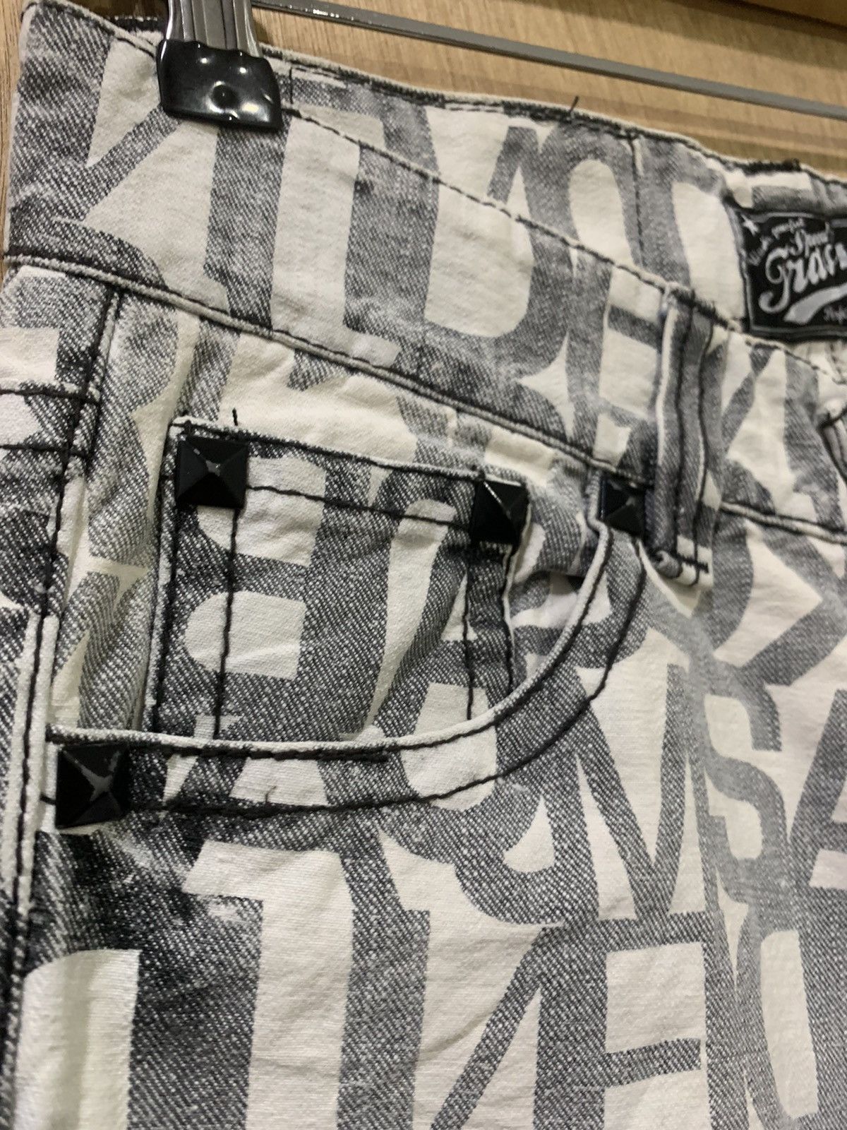 Seditionaries SKY BOMBER Fullprinted Allover Rugged Distressed Denim Jeans Size US 30 / EU 46 - 10 Thumbnail