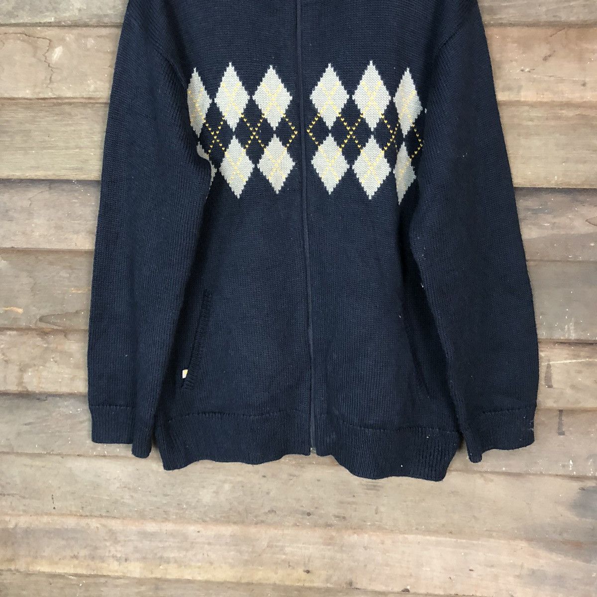 Aran Isles Knitwear Burton Dark Blue diamond style Knitwear #H061 Size US XL / EU 56 / 4 - 3 Thumbnail