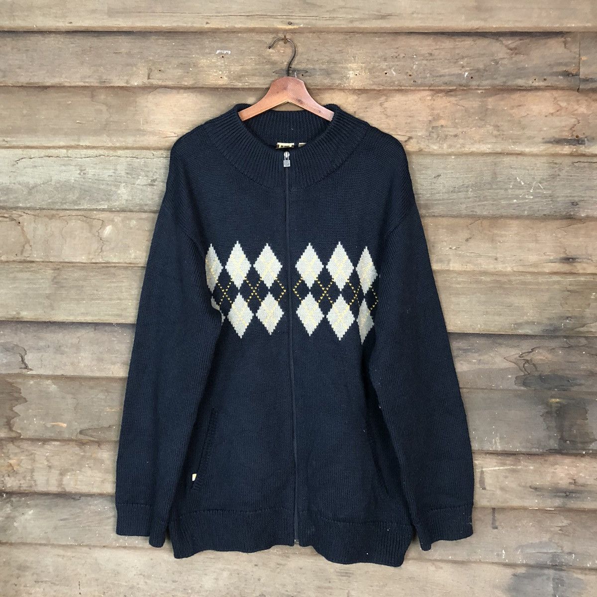 Aran Isles Knitwear Burton Dark Blue diamond style Knitwear #H061 Size US XL / EU 56 / 4 - 1 Thumbnail