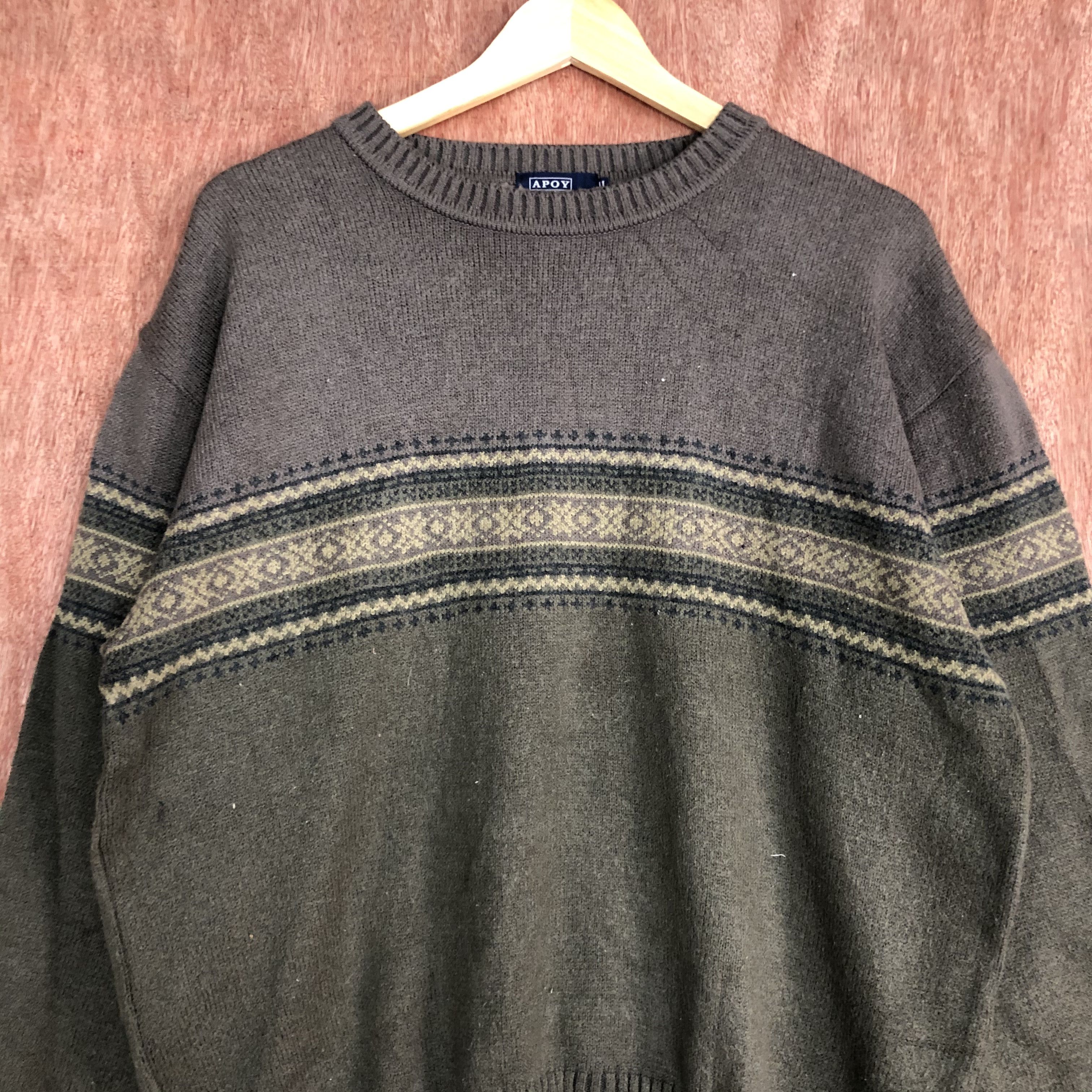 Vintage D Apoy Pour Homme Grey Knitwear #c480 Size US L / EU 52-54 / 3 - 8 Thumbnail