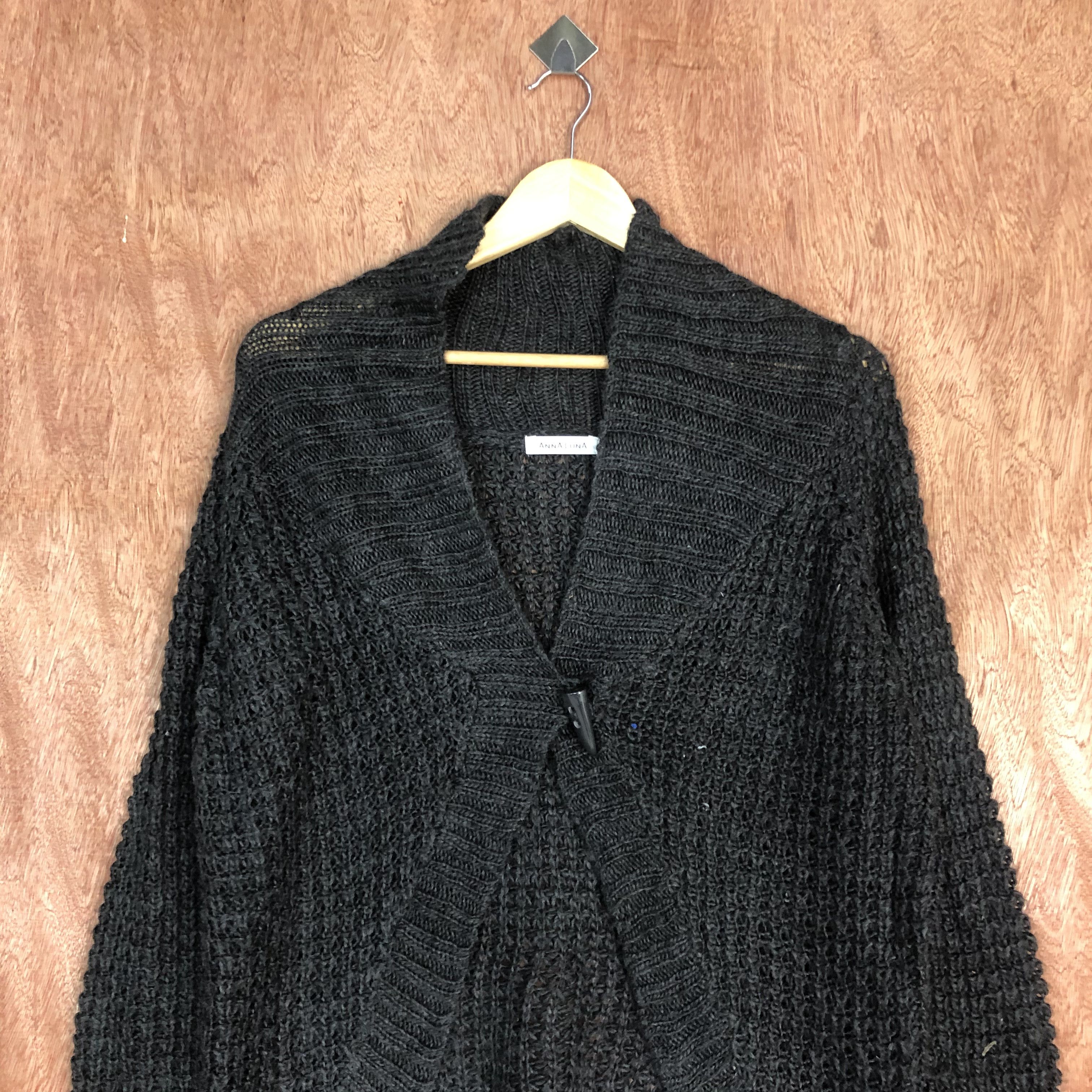 Homespun Knitwear × Japanese Brand DLL Anna Lunna Black Shag Shaggy Cardigan #c528 Size US M / EU 48-50 / 2 - 2 Thumbnail