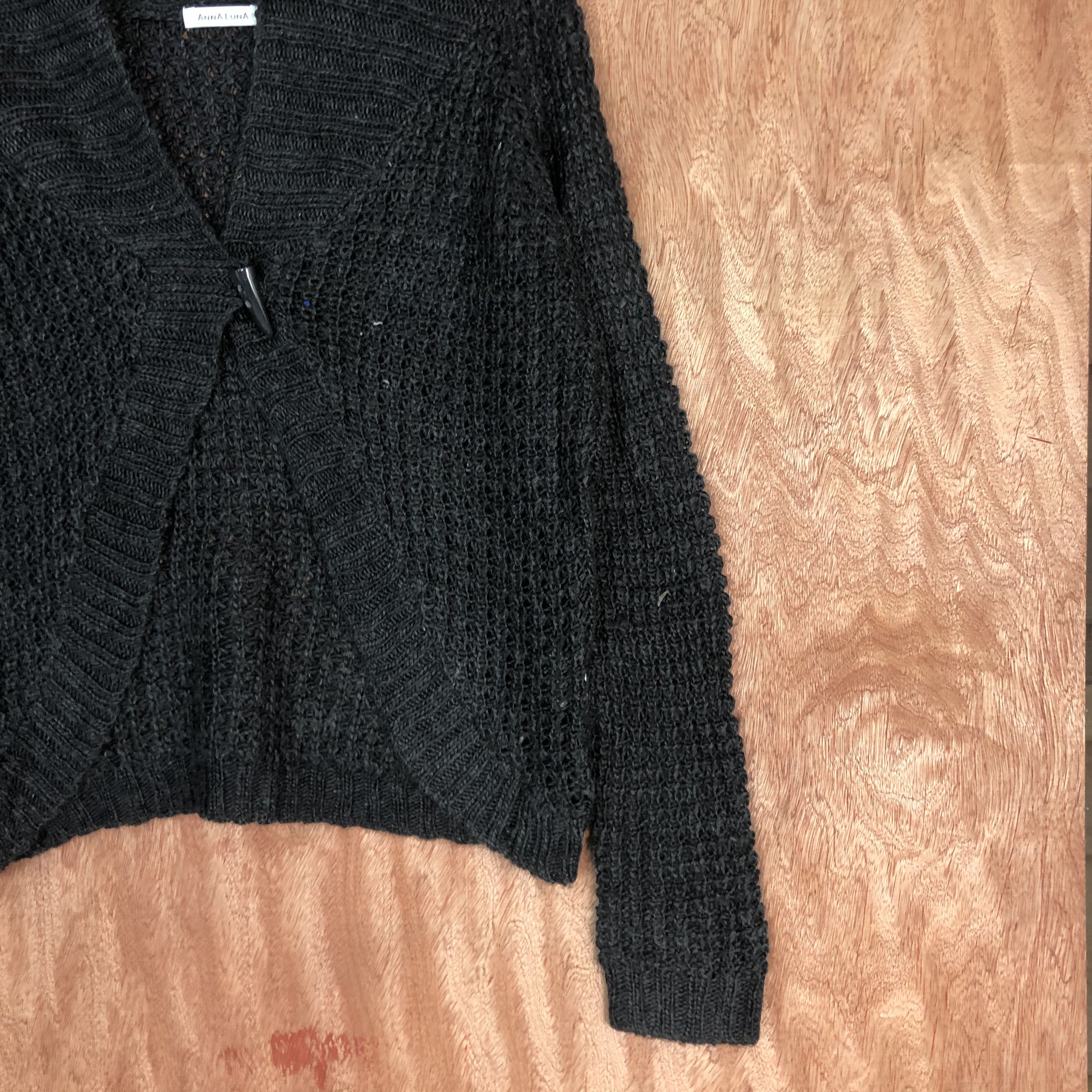 Homespun Knitwear × Japanese Brand DLL Anna Lunna Black Shag Shaggy Cardigan #c528 Size US M / EU 48-50 / 2 - 5 Thumbnail