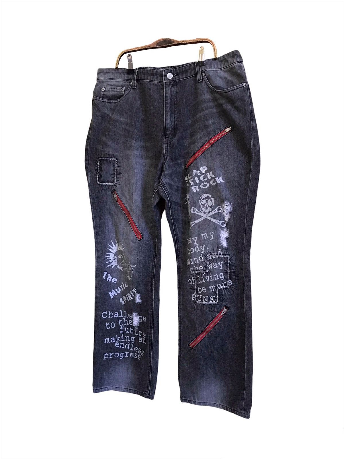 If Six Was Nine × Le Grande Bleu (L.G.B.) × Seditionaries Japanese Smile Land Patchwork Bondage Distressed Jeans Size US 38 / EU 54 - 2 Thumbnail