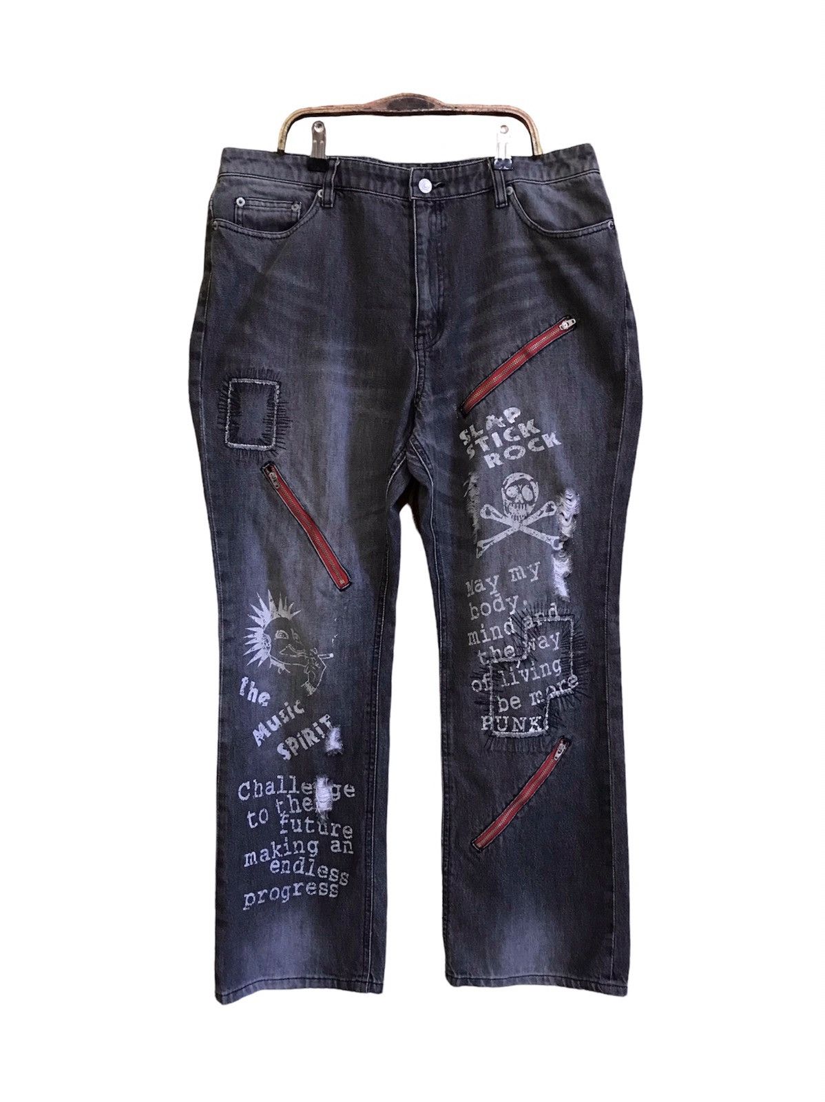 If Six Was Nine × Le Grande Bleu (L.G.B.) × Seditionaries Japanese Smile Land Patchwork Bondage Distressed Jeans Size US 38 / EU 54 - 1 Thumbnail