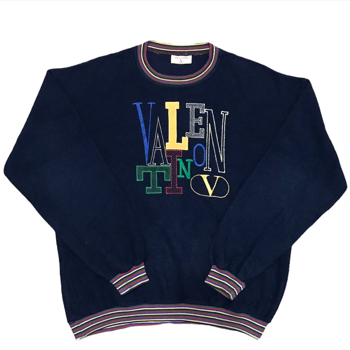 🔥Vtg 90s Valentino Studio embroidery fleece sweater