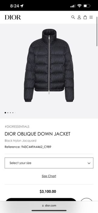 Classic Oblique Down Jacket Black Jacquard 943C449A4462, Black, 50