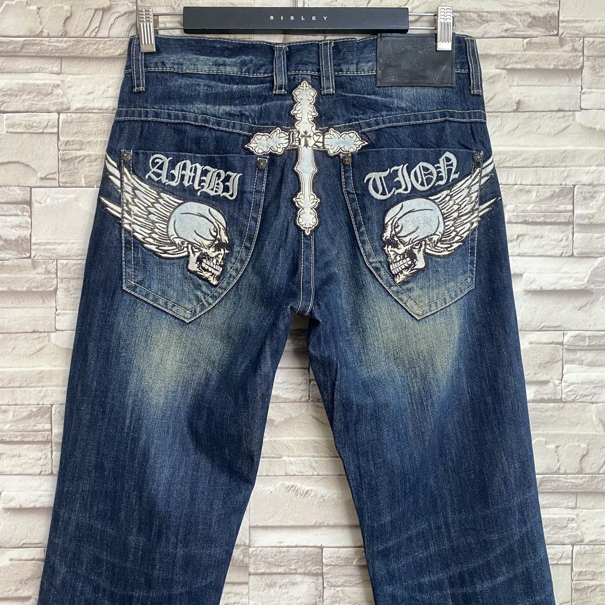 Japanese Brand BE AMBITION JAPAN Denim Cemetery Embroidery Jeans Size US 30 / EU 46 - 12 Thumbnail