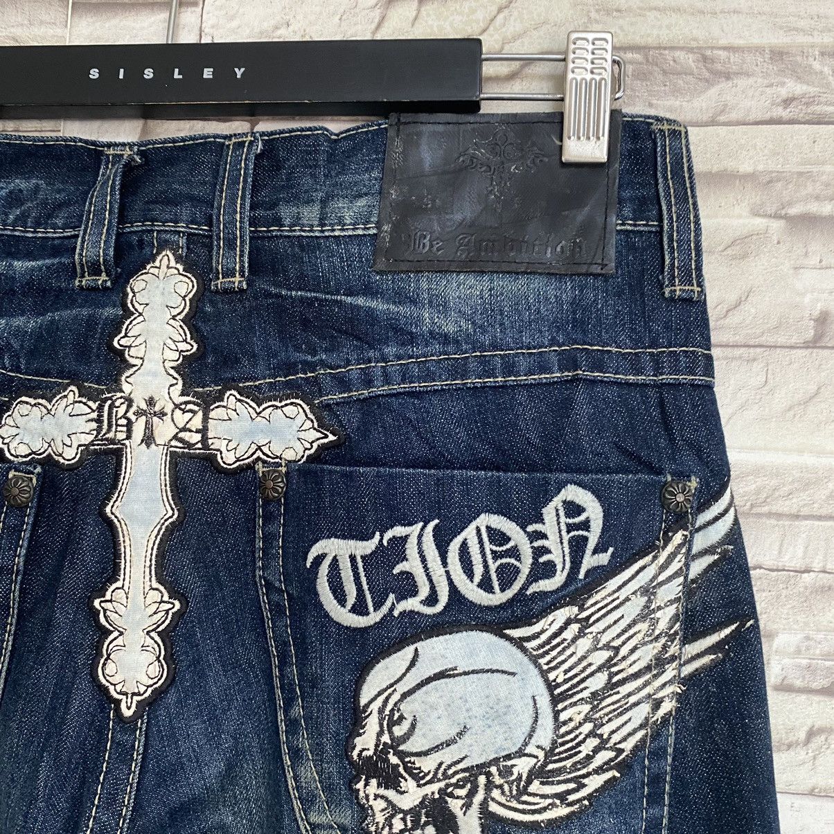 Japanese Brand BE AMBITION JAPAN Denim Cemetery Embroidery Jeans Size US 30 / EU 46 - 14 Thumbnail