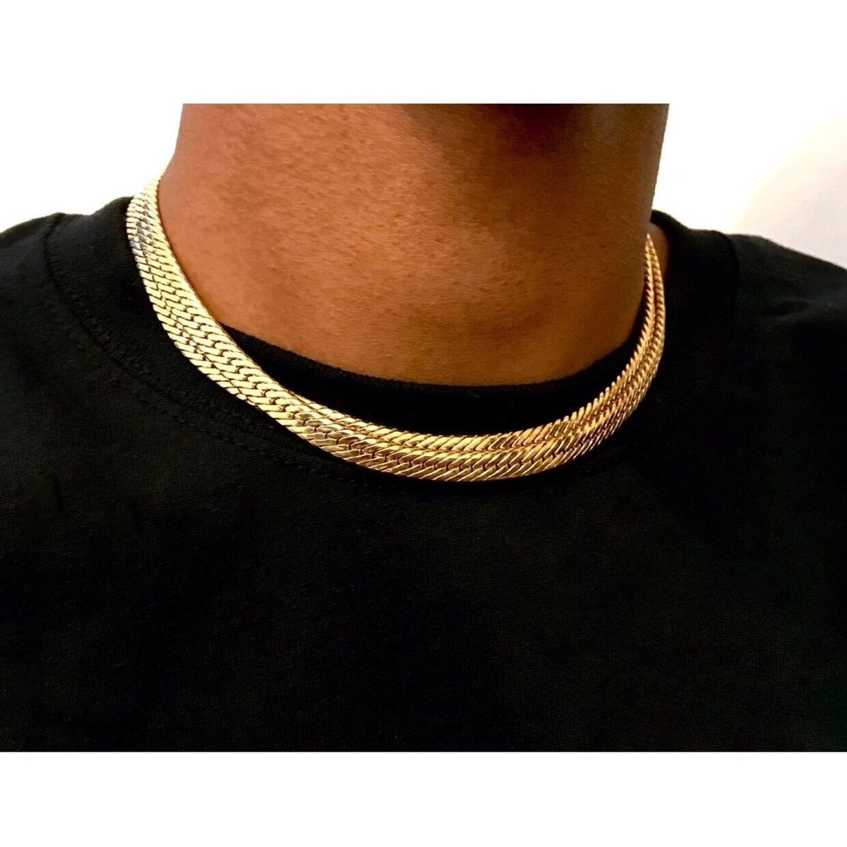 image of Givenchy Herringbone Gold Vintage Chain Necklace, Men's