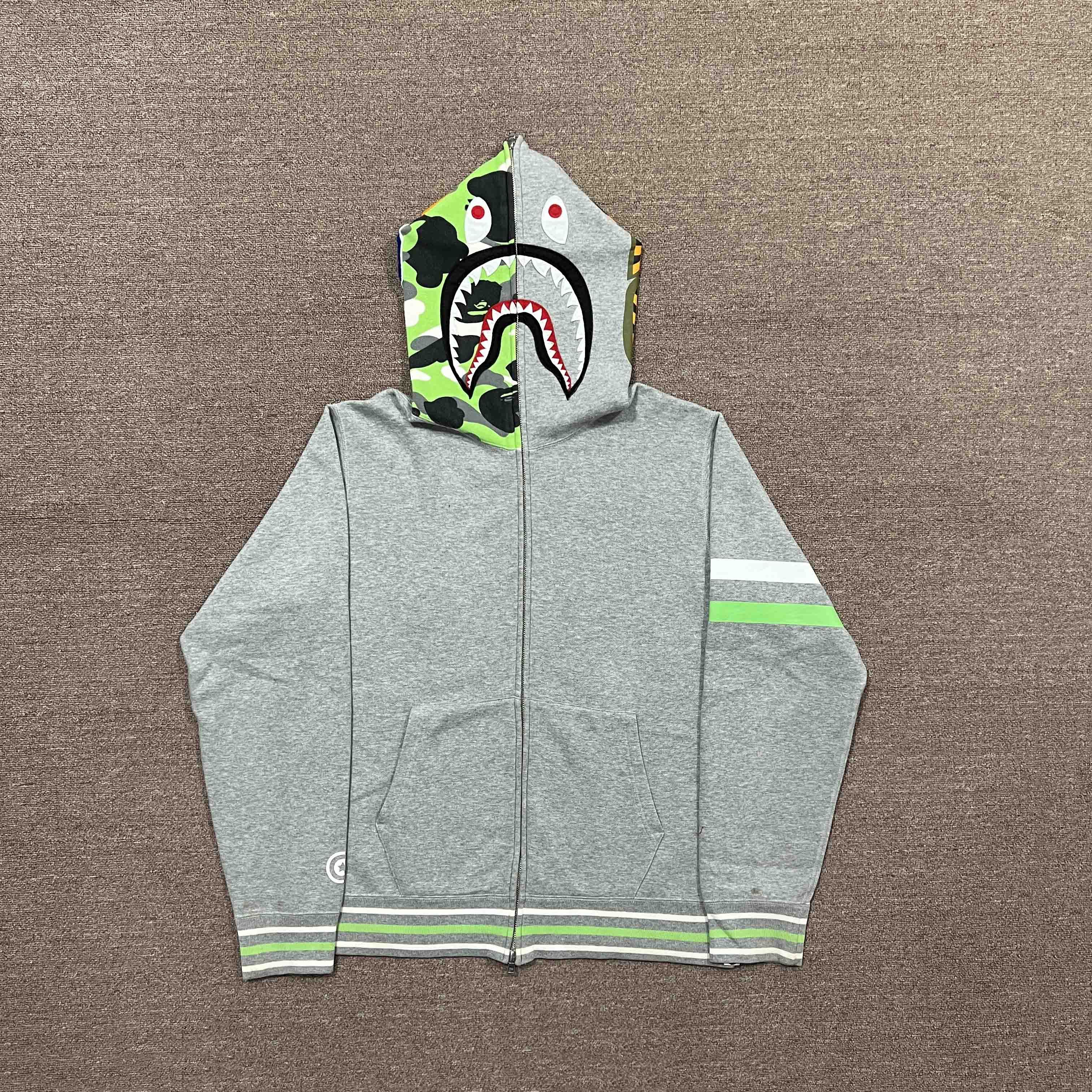 Bape Bape Grey Camo Shark Full Zip Up Hoodie Size US XL / EU 56 / 4 - 2 Thumbnail
