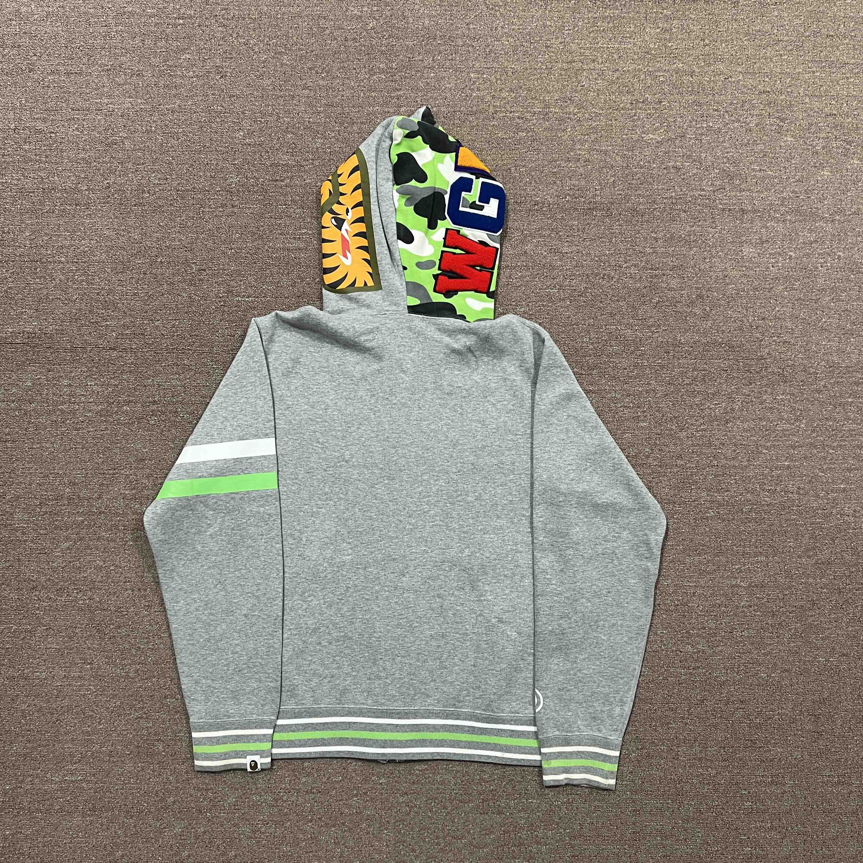 Bape Bape Grey Camo Shark Full Zip Up Hoodie Size US XL / EU 56 / 4 - 3 Thumbnail