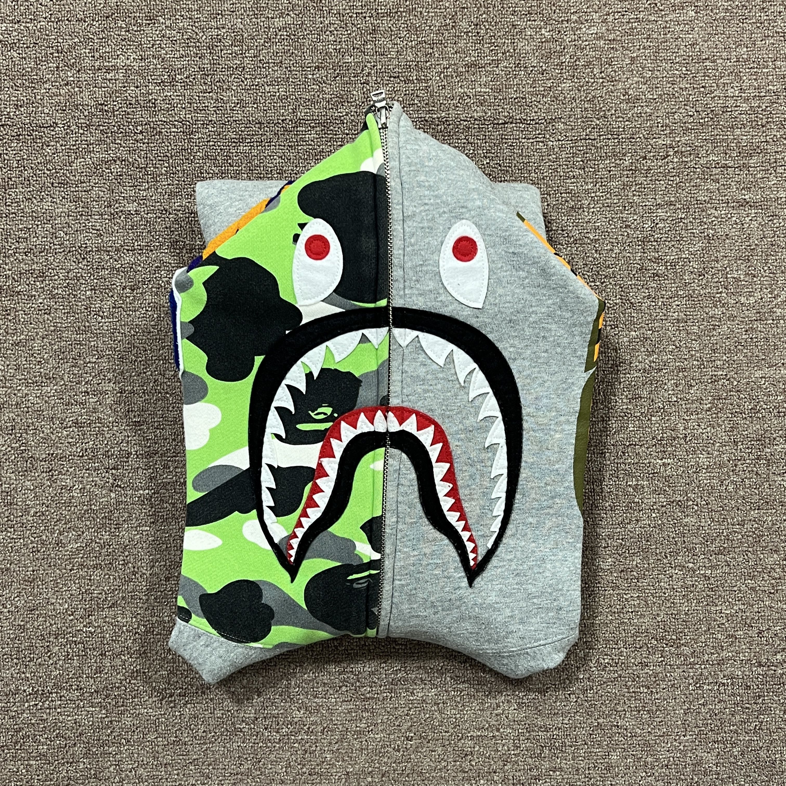 Bape Bape Grey Camo Shark Full Zip Up Hoodie Size US XL / EU 56 / 4 - 1 Thumbnail