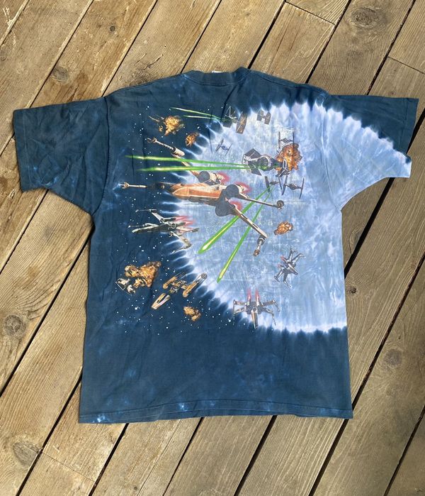 Vintage 1997 Star Wars Liquid Blue AOP Tee | Grailed