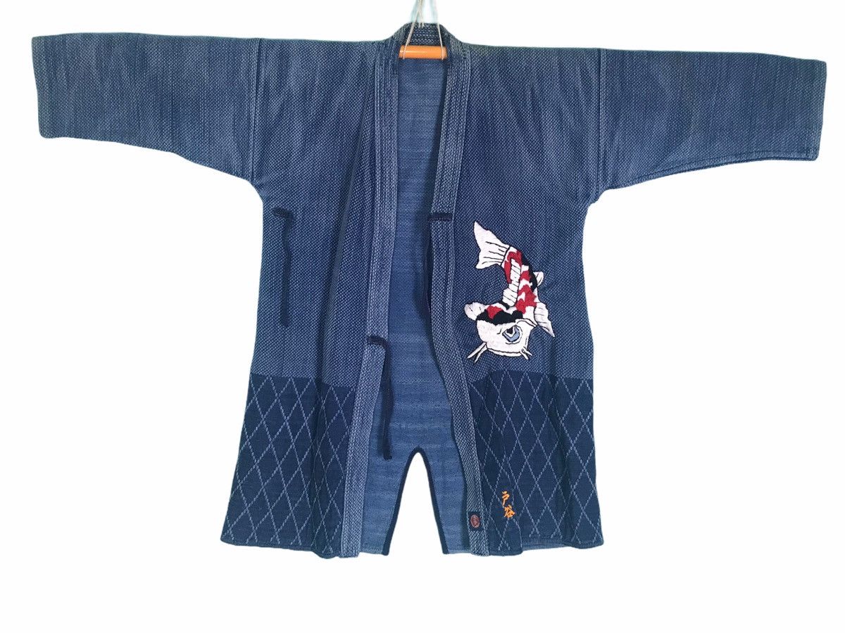 Authentic vintage kendo jacket indigo koi embroidered