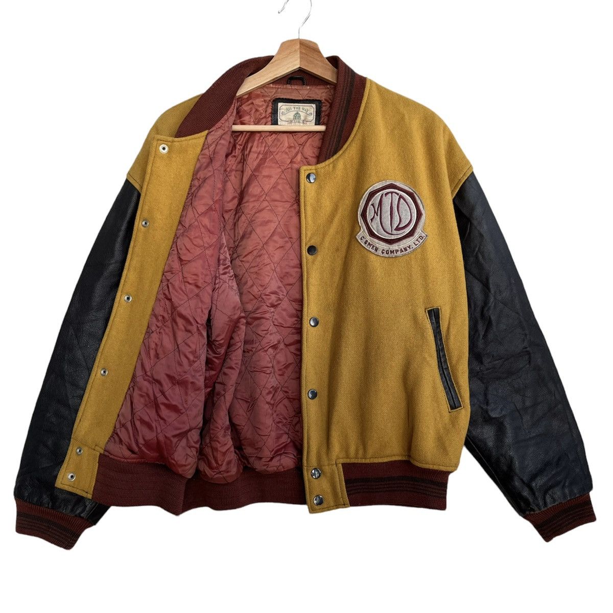 Vintage Vintage Varsity Leather Sleeve Jacket Size US L / EU 52-54 / 3 - 3 Thumbnail