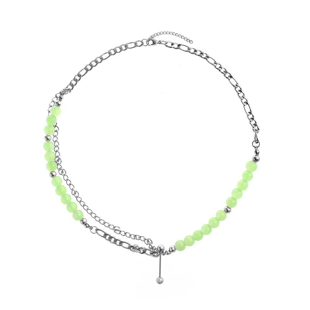 Jewelry × Vintage Fashionable Mint Green Bead Double Layer Necklace Size ONE SIZE - 3 Thumbnail