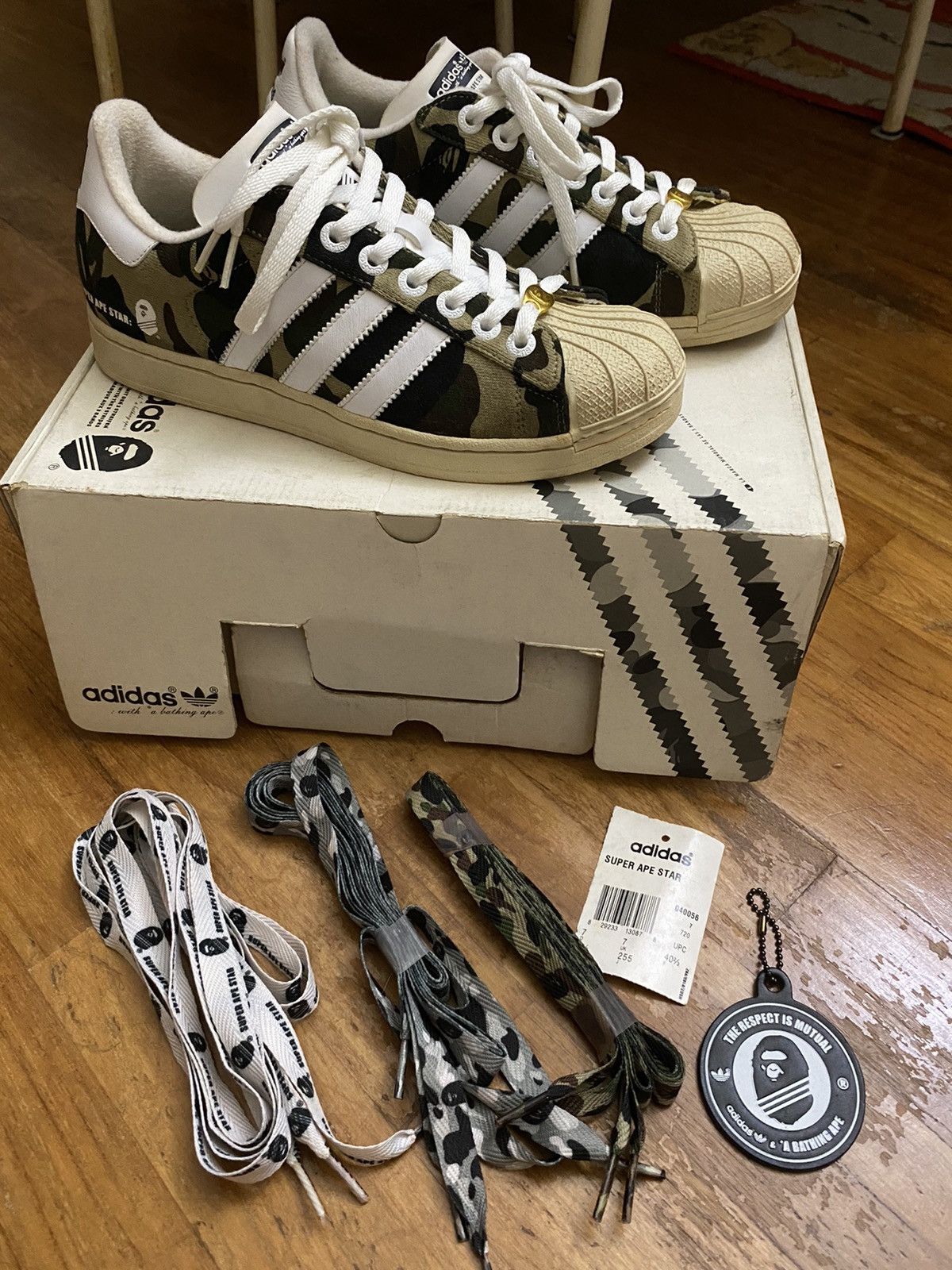 Adidas 2003 Adidas X Bape Super Ape Star Camo Us 7.5 