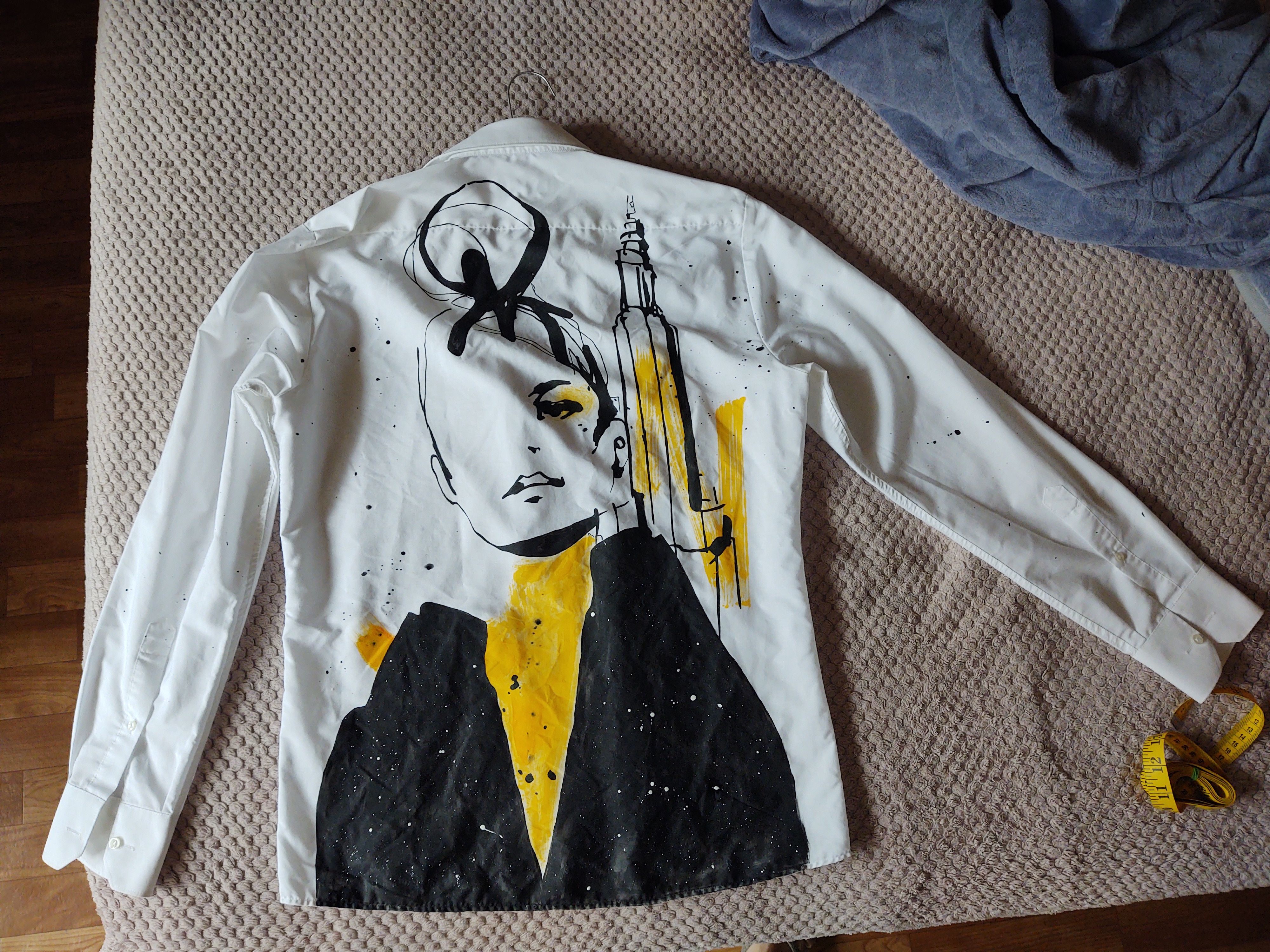 Handmade White shirt sz M handpainted Size M / US 6-8 / IT 42-44 - 2 Thumbnail