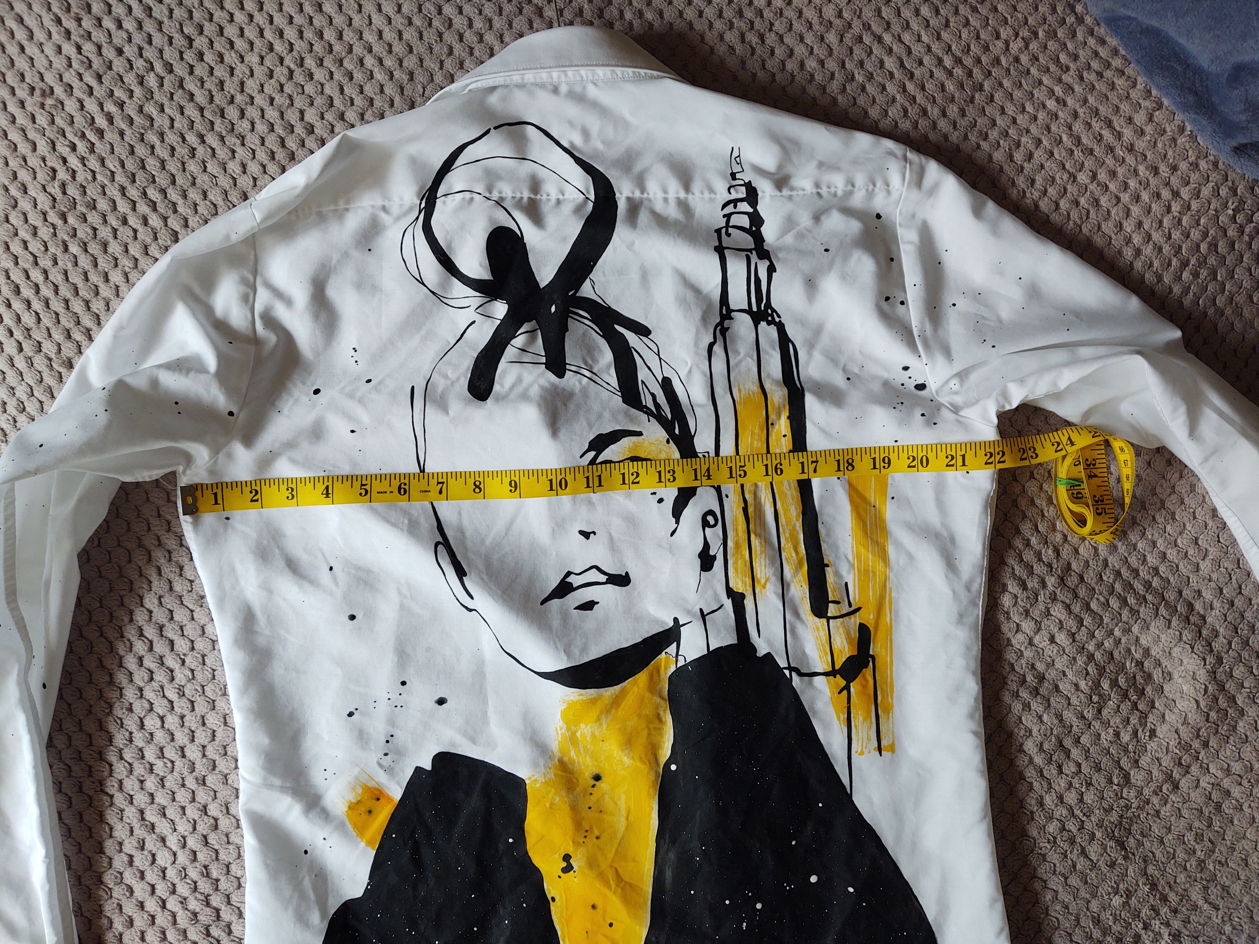 Handmade White shirt sz M handpainted Size M / US 6-8 / IT 42-44 - 3 Thumbnail