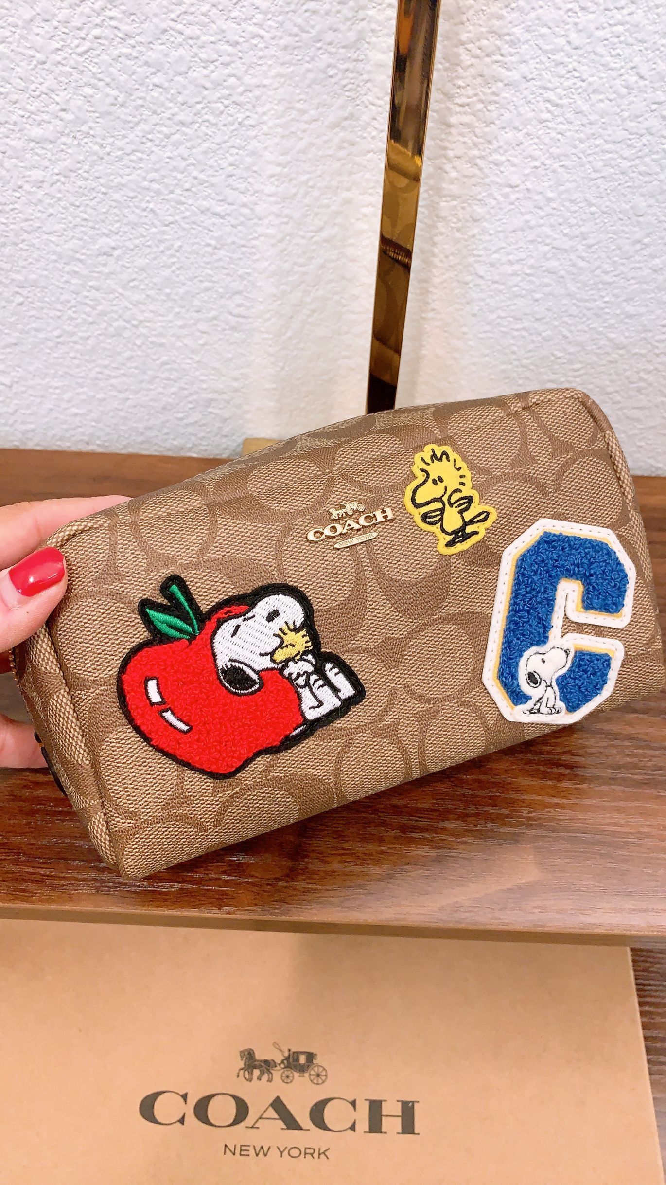 Coach x Peanuts shops Boxy Cosmetic Case with Woodstock