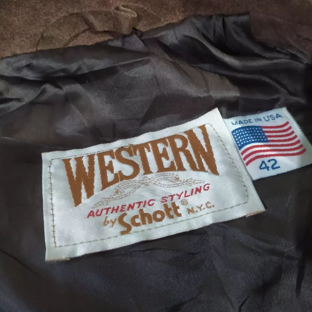 HOLLYWOOD RANCH MARKET × Schott SCHOTT NYC WESTERN AUTHENTIC LEATHER SUEDE FRINGE JACKET Size US XL / EU 56 / 4 - 2 Thumbnail