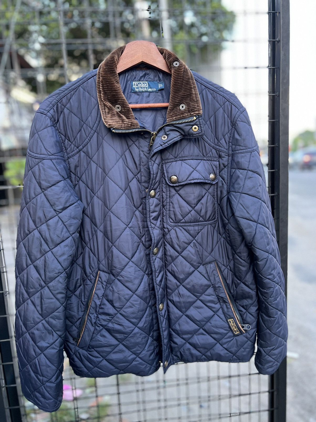image of Polo Ralph Laurent Blue Lights Vintage Zip Jacket Pocket, Men's (Size Large)