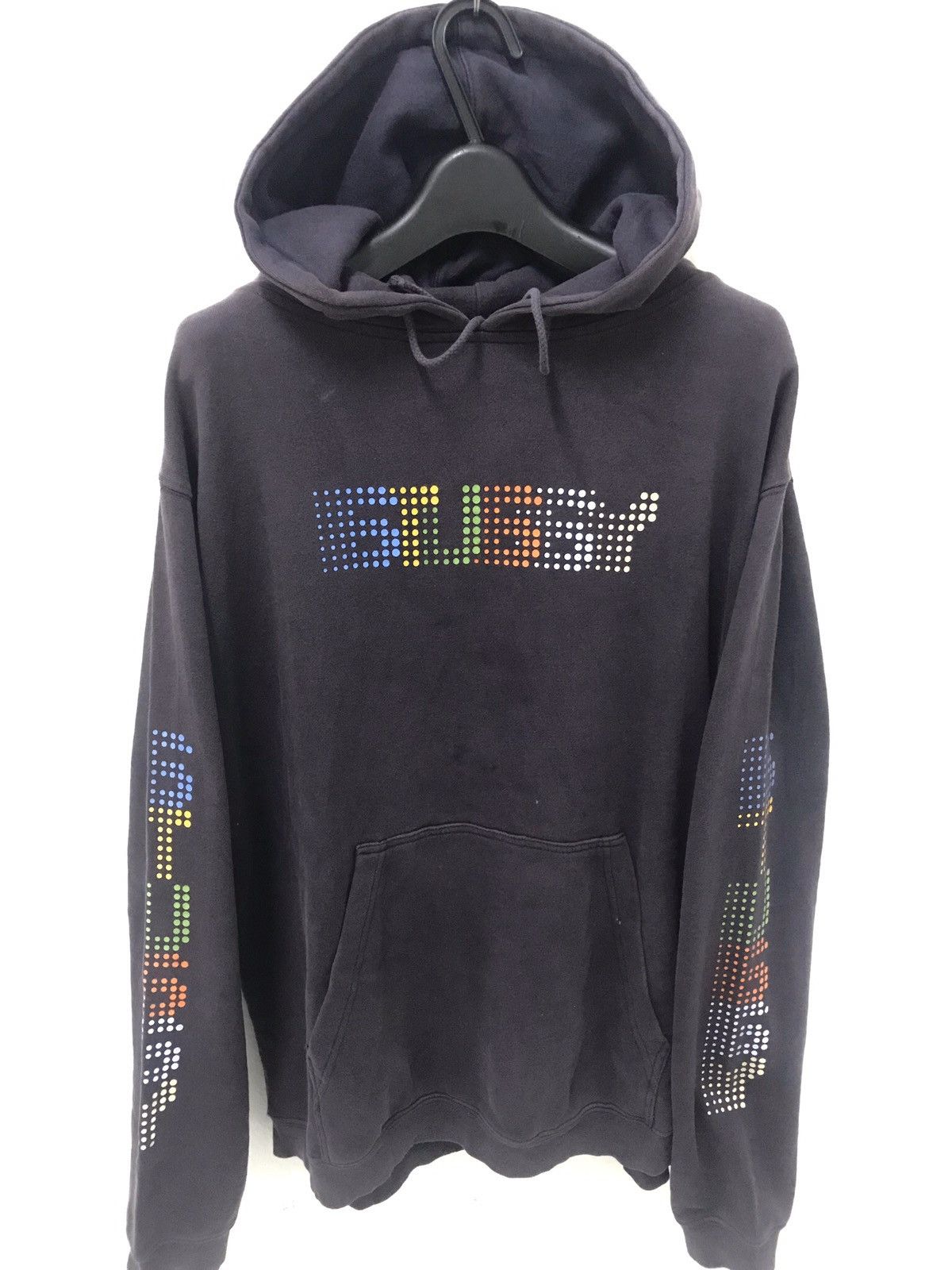 Stussy × Vintage 💥 VTG STUSSY MOTION SPELLOUT BAGGY HOODIE Size US L / EU 52-54 / 3 - 1 Thumbnail