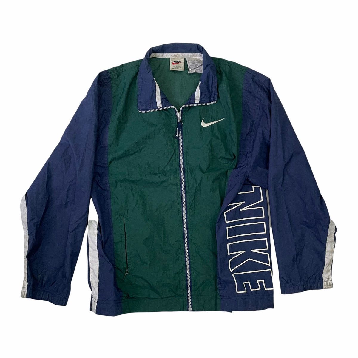 Nike × Vintage 💥90s Nike Swoosh Windbreaker Fullzip Nice Design Size US S / EU 44-46 / 1 - 1 Thumbnail