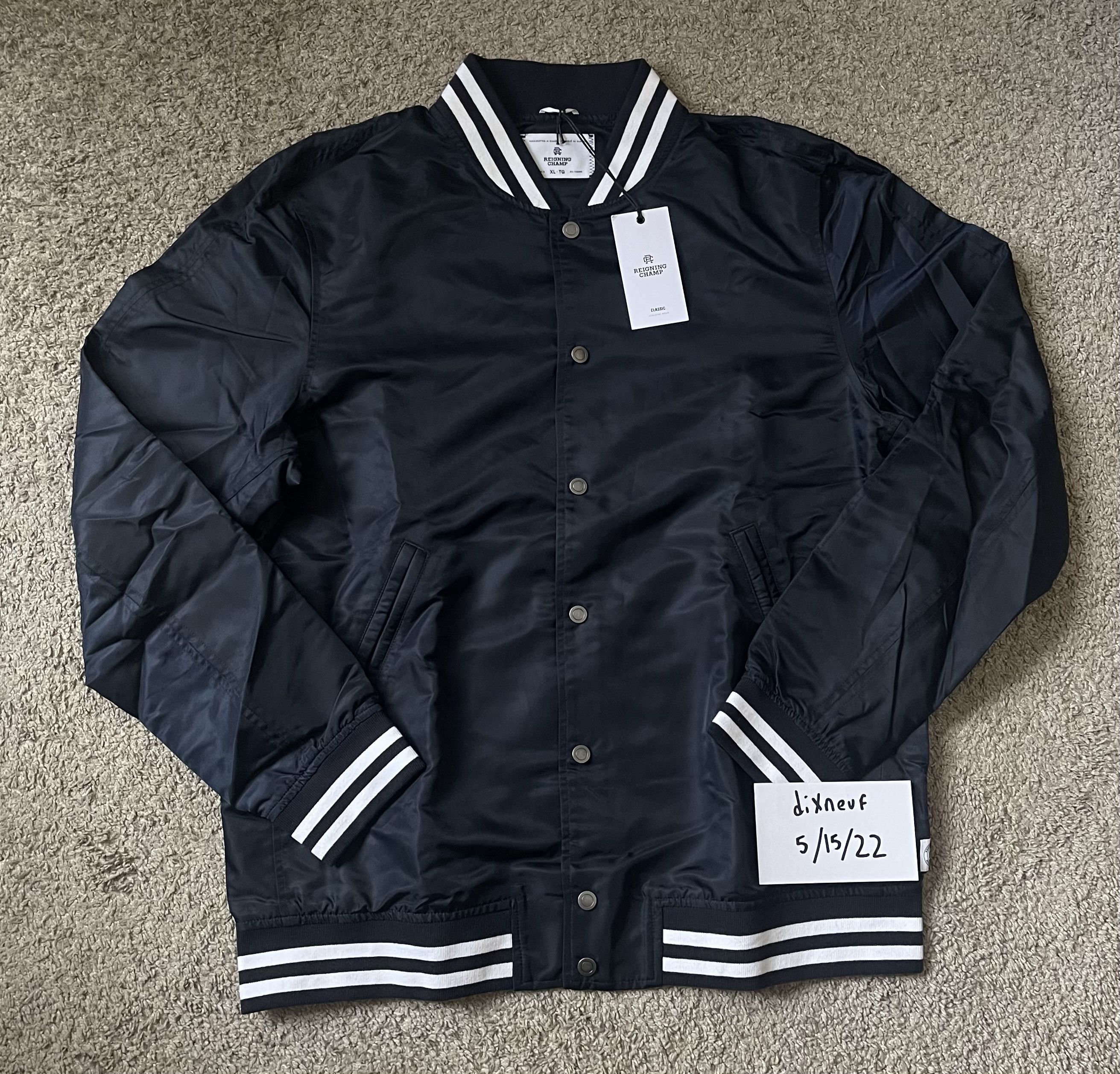 Reigning Champ LIGHTWEIGHT SATIN LOGO STADIUM JACKET Grailed