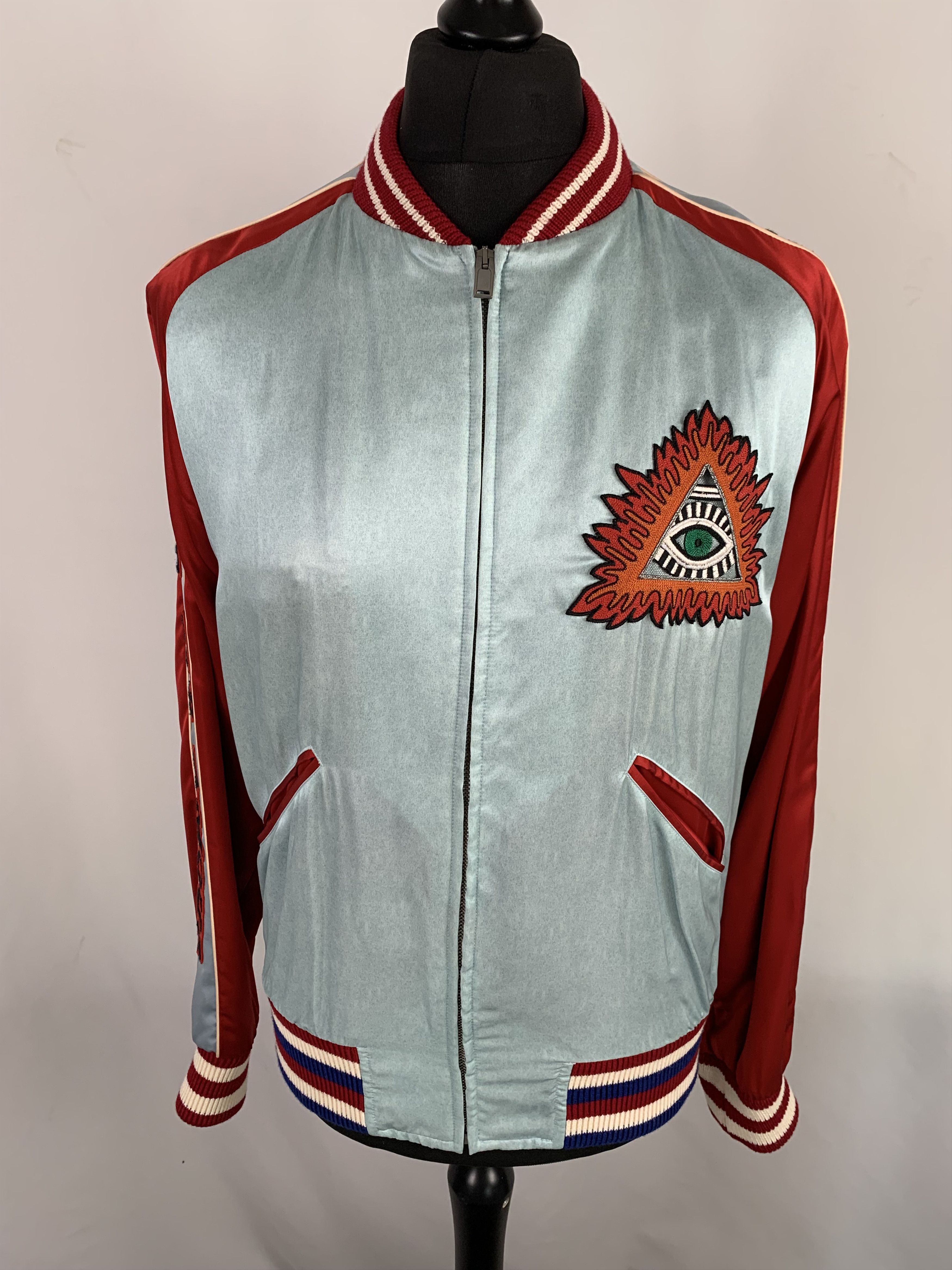 Gucci Gucci Silk Bomber Jacket With Floral Printed Designs Size US M / EU 48-50 / 2 - 1 Thumbnail