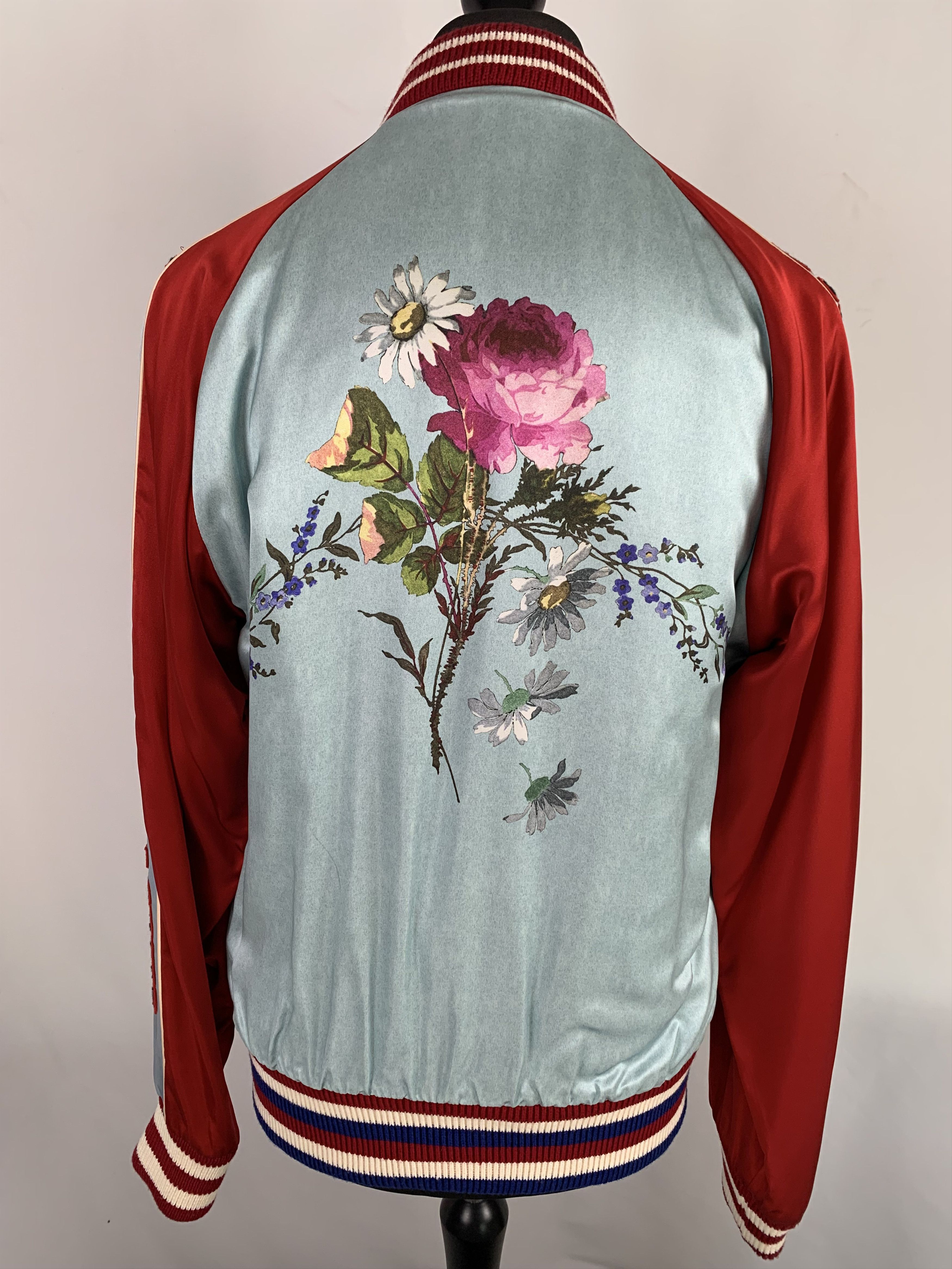 Gucci Gucci Silk Bomber Jacket With Floral Printed Designs Size US M / EU 48-50 / 2 - 2 Thumbnail