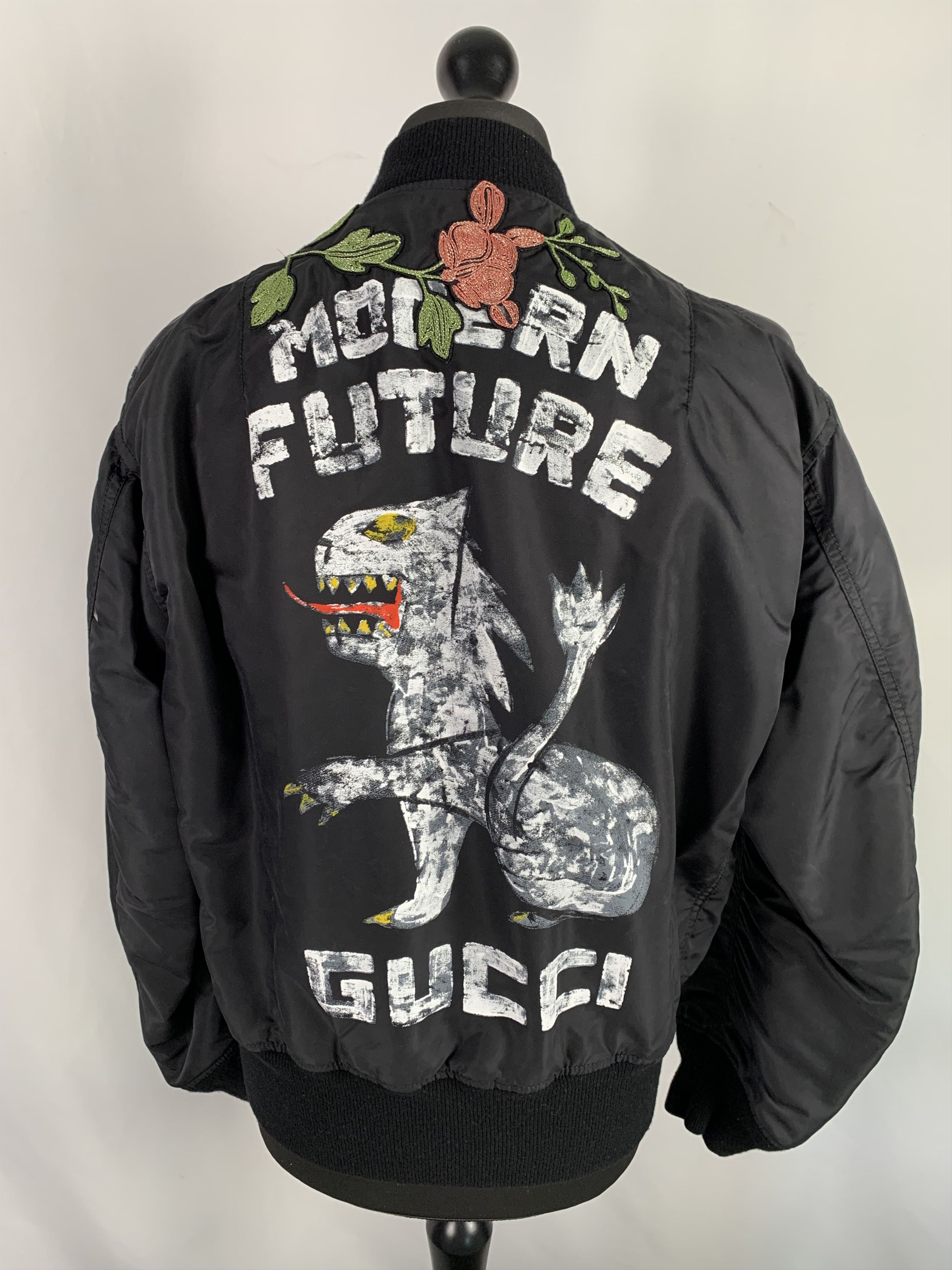 Gucci Gucci Jacket With Rose Embroidery & Painted Dragon Size US M / EU 48-50 / 2 - 1 Thumbnail