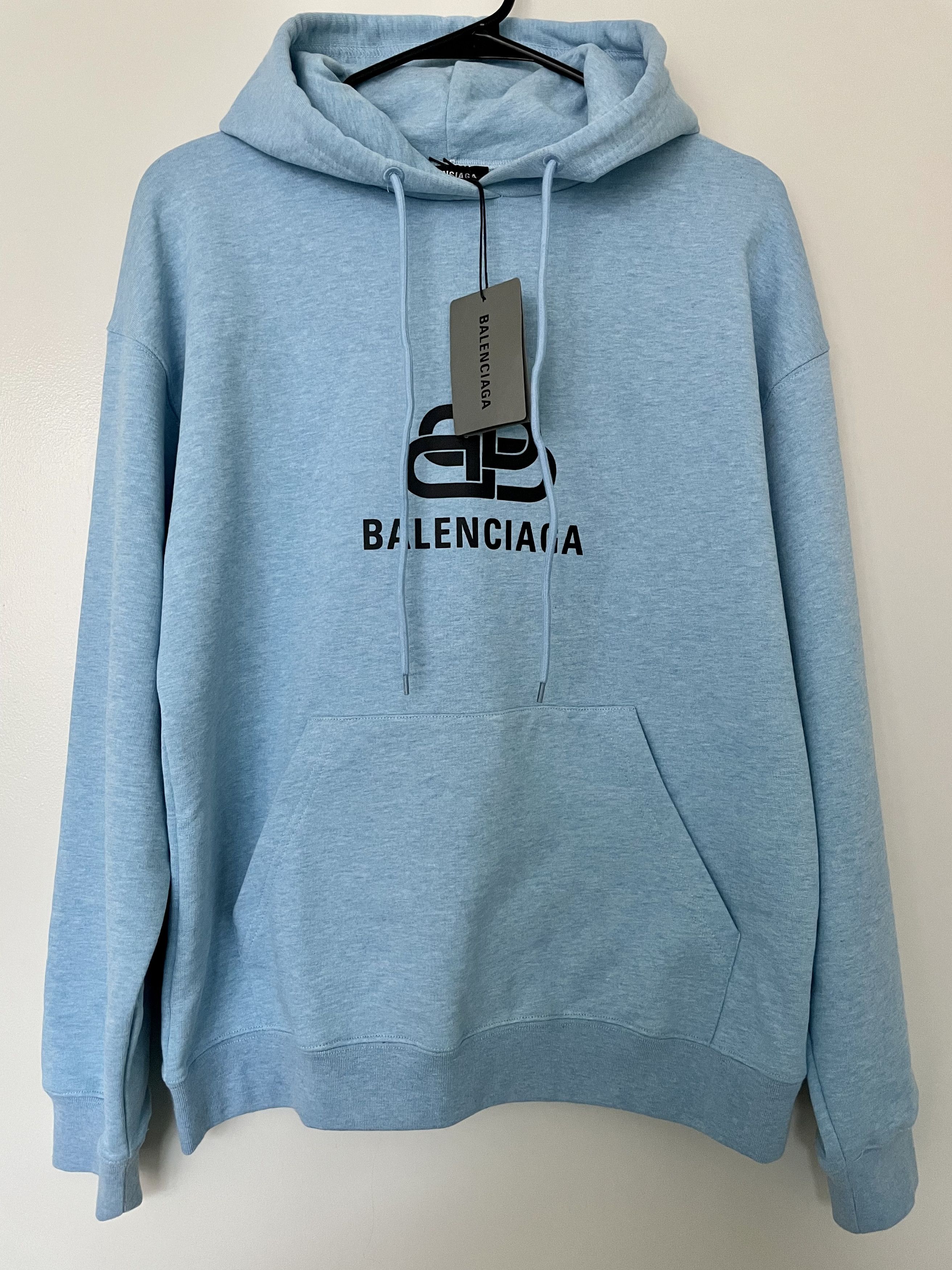 Balenciaga Balenciaga BB Logo Baby Blue Hoodie Sweatshirt | Grailed