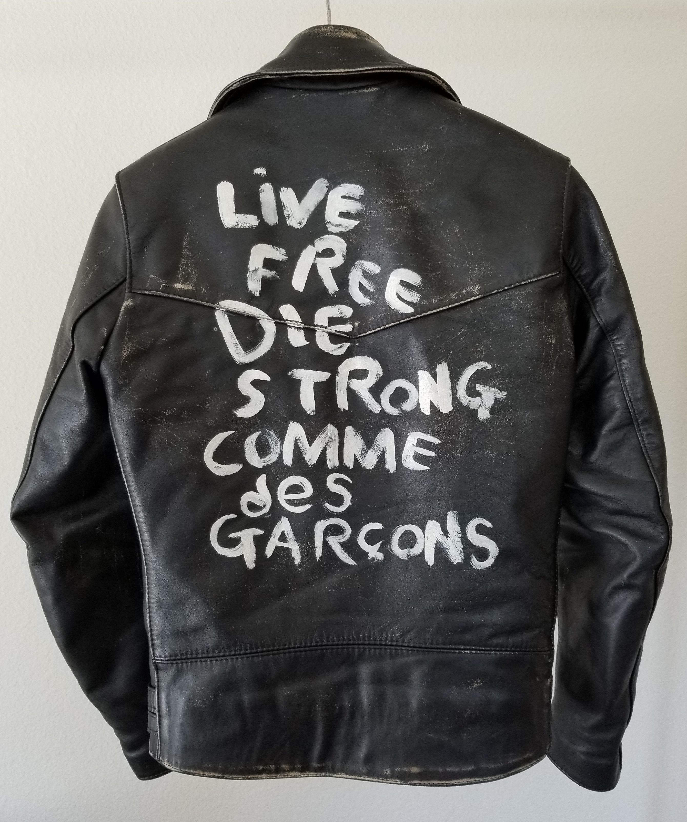 Comme des Garcons Lewis Leathers Live Free Die Strong Leather jacket Grailed