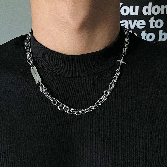 Jewelry × Vintage Splicing quadrangular double-layer clavicle chain Size ONE SIZE - 2 Thumbnail