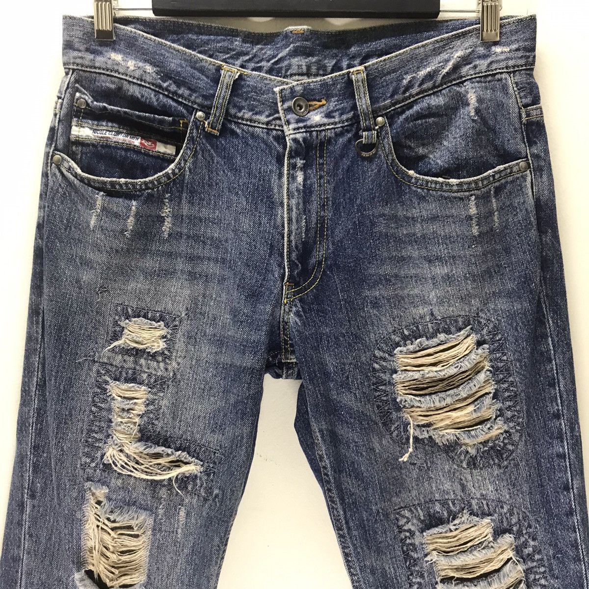 Japanese Brand Nicole Club For Men Distressed Denim Jeans Camo Patchwork Size US 31 - 3 Thumbnail