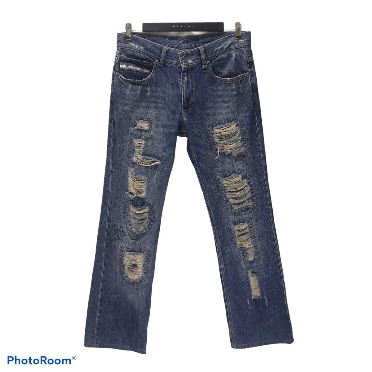 Japanese Brand Nicole Club For Men Distressed Denim Jeans Camo Patchwork Size US 31 - 1 Thumbnail