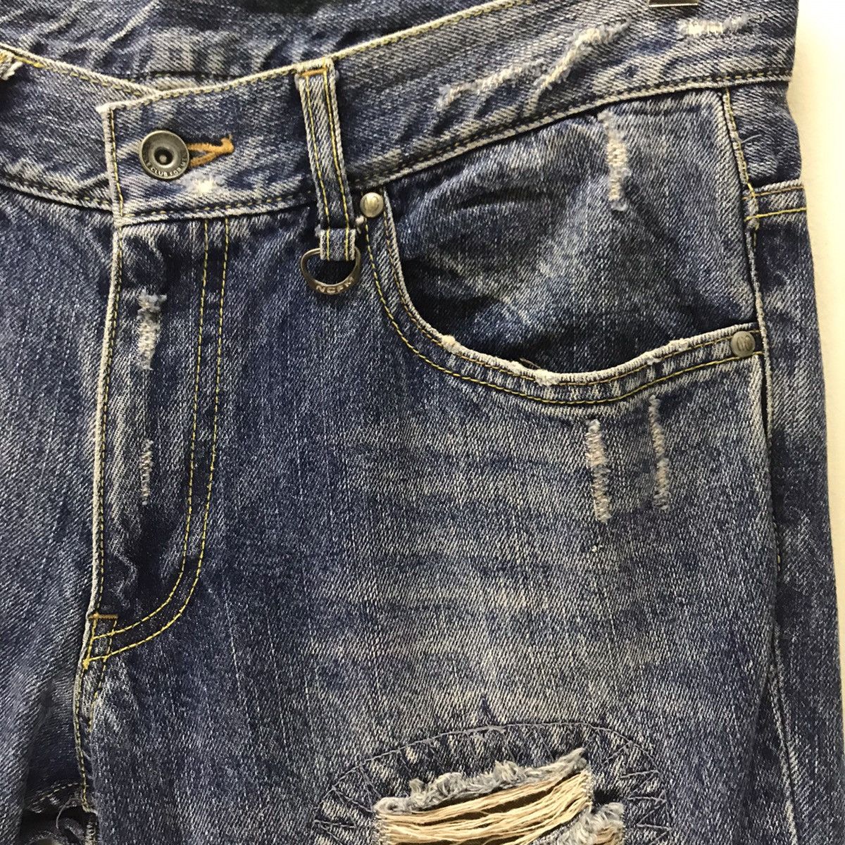 Japanese Brand Nicole Club For Men Distressed Denim Jeans Camo Patchwork Size US 31 - 5 Thumbnail