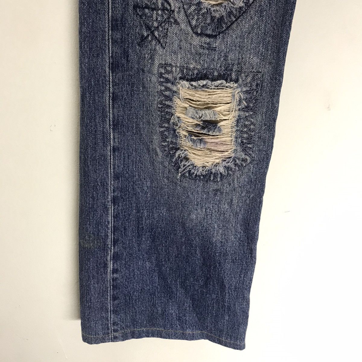 Japanese Brand Nicole Club For Men Distressed Denim Jeans Camo Patchwork Size US 31 - 8 Thumbnail