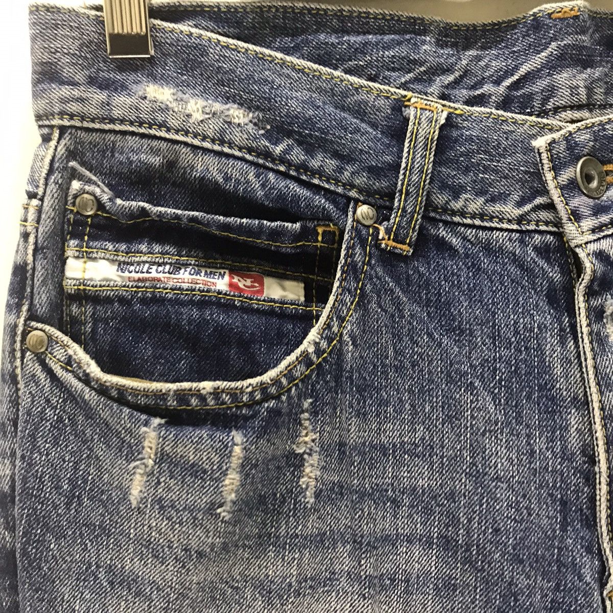 Japanese Brand Nicole Club For Men Distressed Denim Jeans Camo Patchwork Size US 31 - 4 Thumbnail