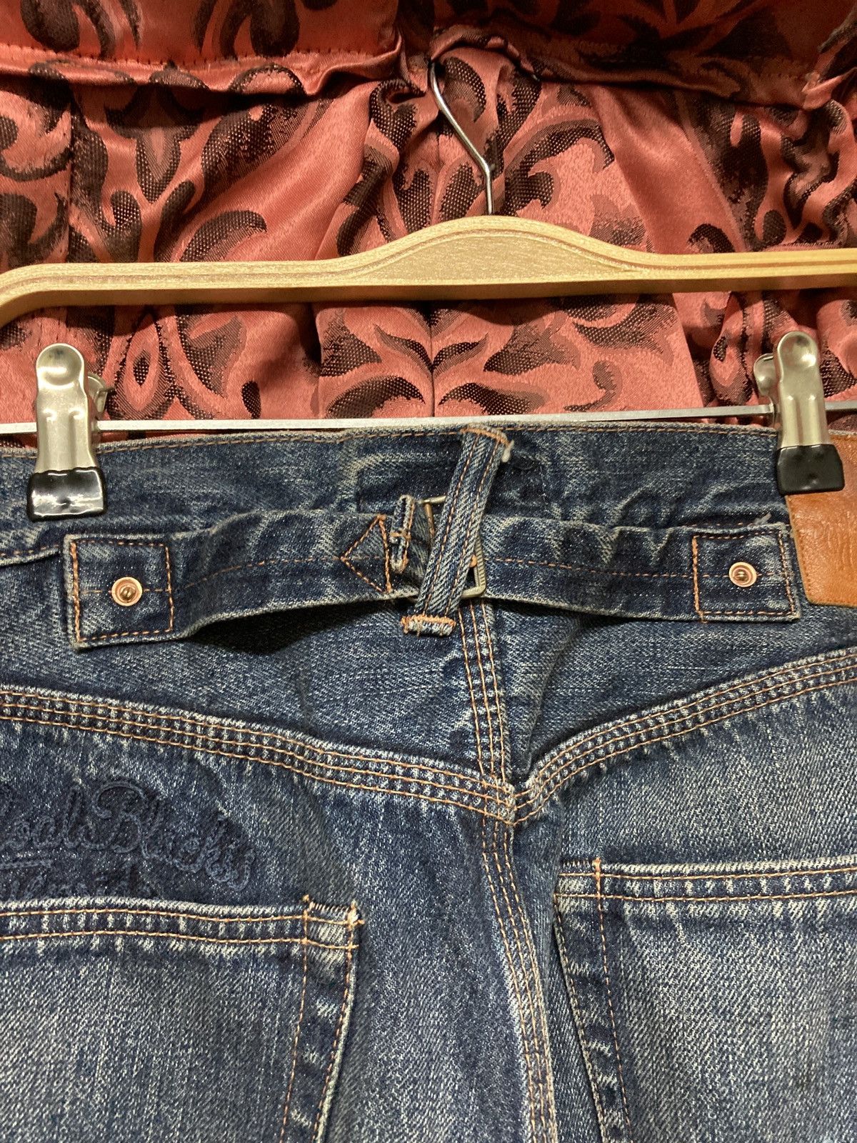 Designer Japanese selvedge Three Coal Black Buckle Back jean Size US 32 / EU 48 - 13 Thumbnail