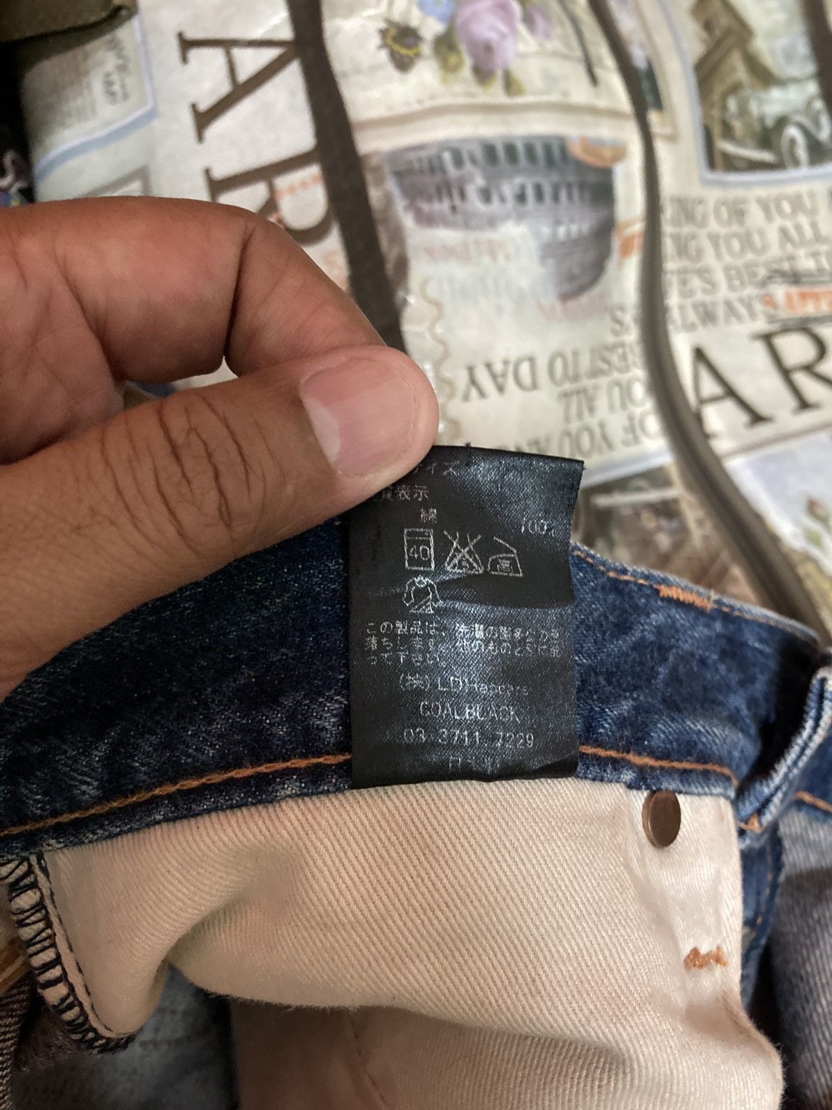 Designer Japanese selvedge Three Coal Black Buckle Back jean Size US 32 / EU 48 - 19 Thumbnail