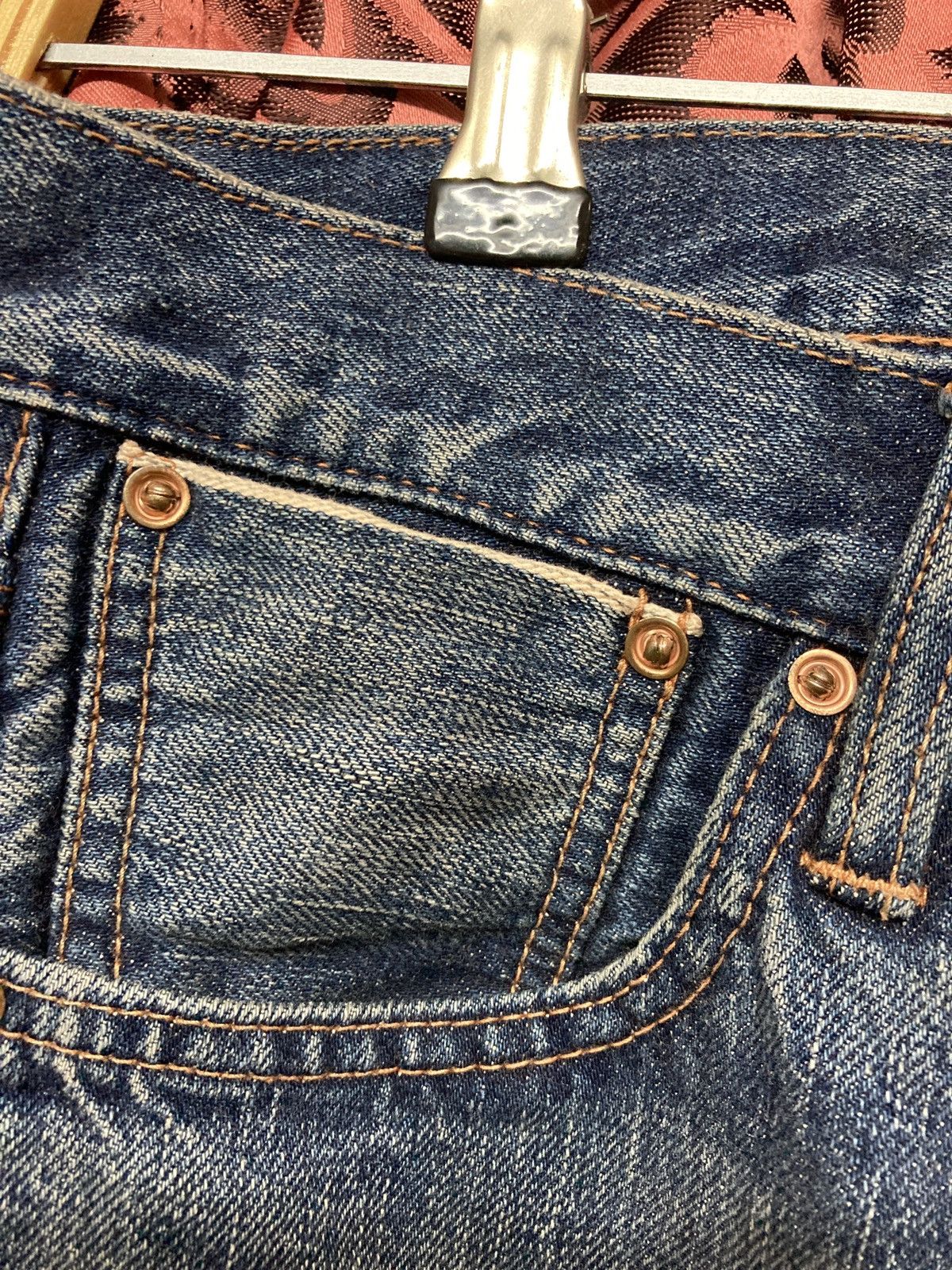 Designer Japanese selvedge Three Coal Black Buckle Back jean Size US 32 / EU 48 - 7 Thumbnail