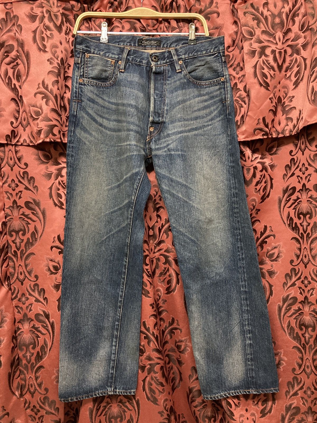 Designer Japanese selvedge Three Coal Black Buckle Back jean Size US 32 / EU 48 - 1 Thumbnail