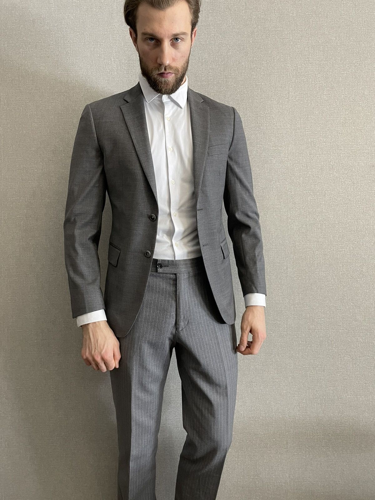 Joseph Abboud JOSEPH ABBOUD Mens Gray Wool Blazer Two button slim fit Size 46R - 2 Thumbnail