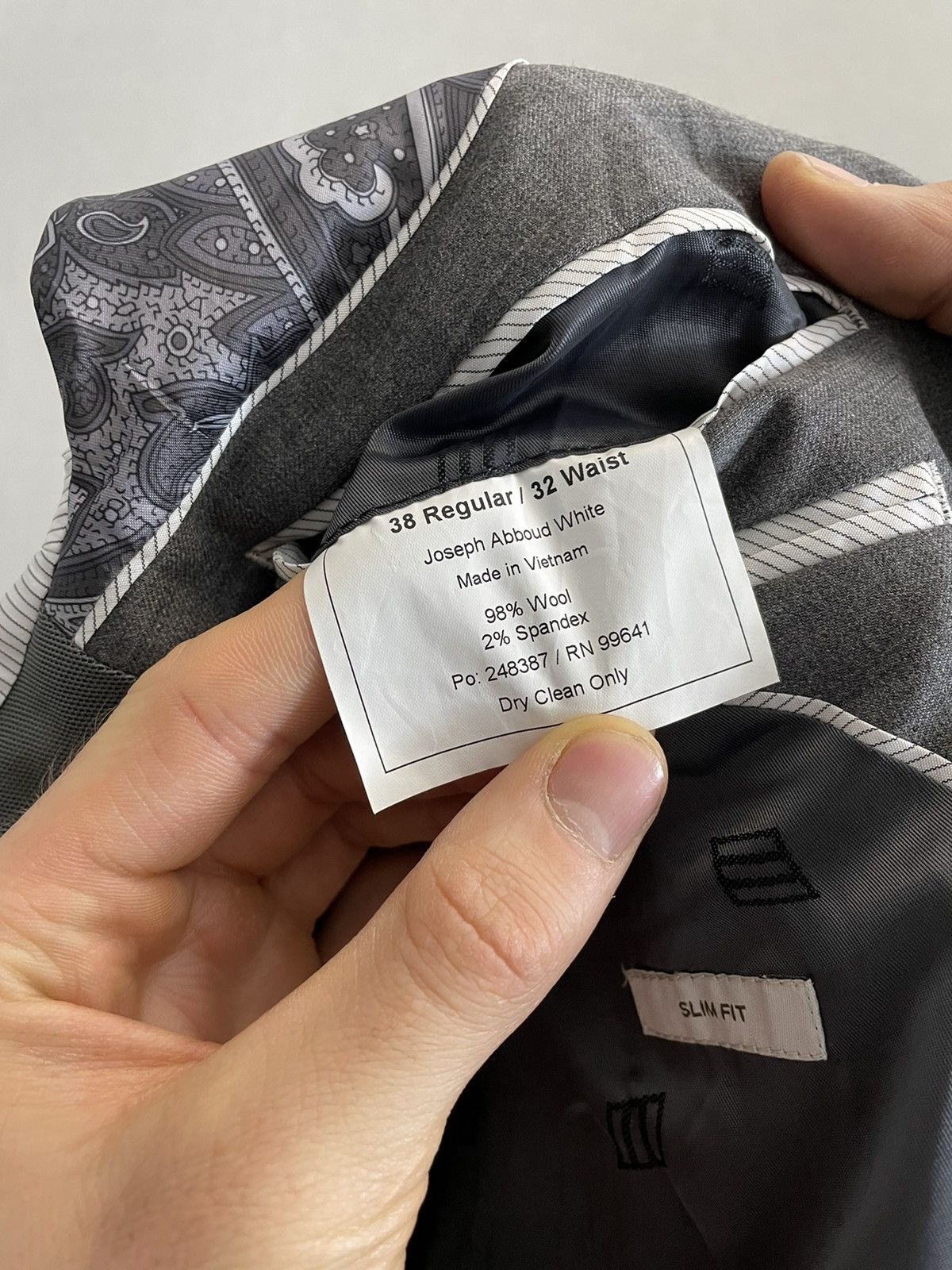 Joseph Abboud JOSEPH ABBOUD Mens Gray Wool Blazer Two button slim fit Size 46R - 11 Thumbnail