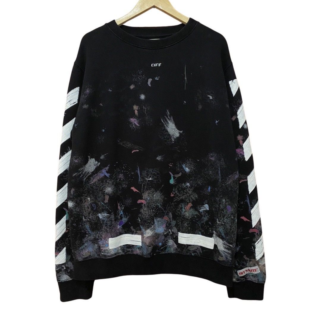 Off-White Diag Galaxy Black Crewneck Sweatshirt Size US M / EU 48-50 / 2 - 2 Thumbnail