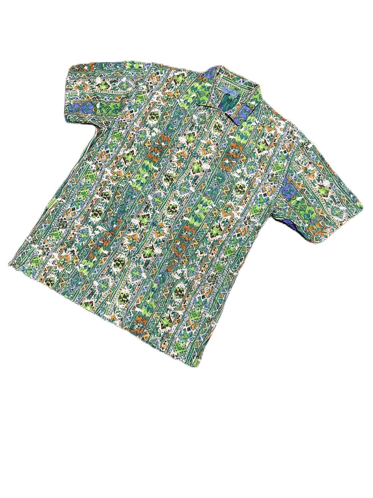 If Six Was Nine × Kenzo × Le Grande Bleu (L.G.B.) Vintage 90s Kenzo Emerald Green Double Down Pocket Shirts Size US L / EU 52-54 / 3 - 8 Thumbnail