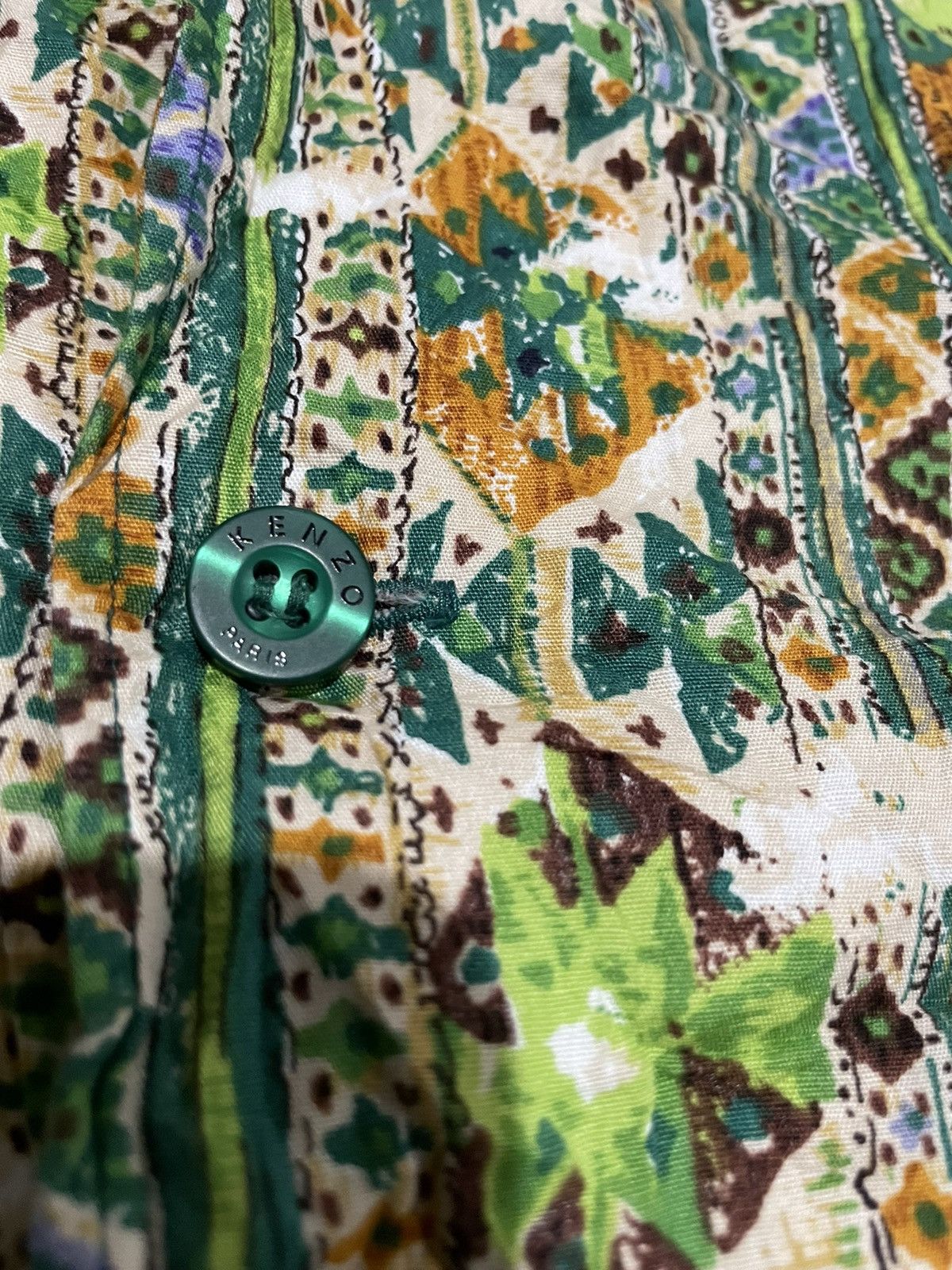 If Six Was Nine × Kenzo × Le Grande Bleu (L.G.B.) Vintage 90s Kenzo Emerald Green Double Down Pocket Shirts Size US L / EU 52-54 / 3 - 19 Thumbnail