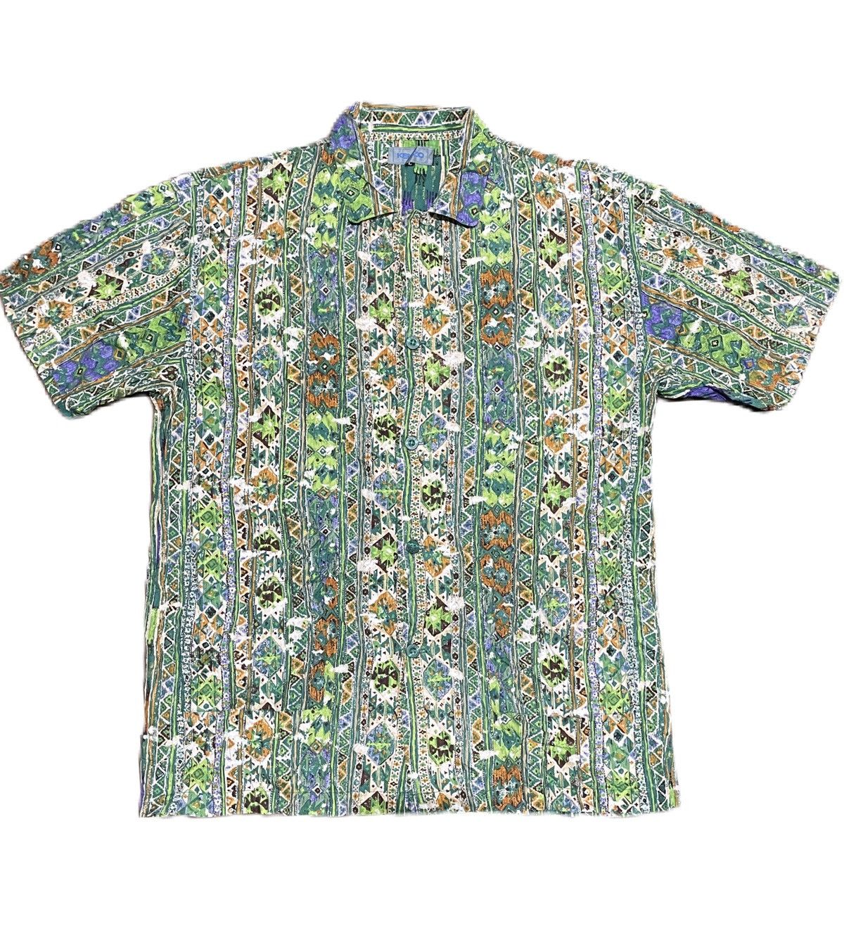 If Six Was Nine × Kenzo × Le Grande Bleu (L.G.B.) Vintage 90s Kenzo Emerald Green Double Down Pocket Shirts Size US L / EU 52-54 / 3 - 7 Thumbnail